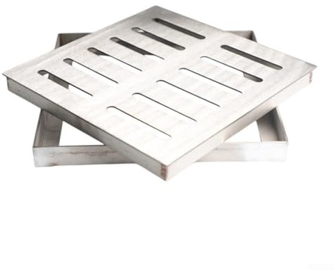 Edelstahl-Kanalrost für effiziente Entwässerung, Außenablaufabdeckung mit verbessertem Design (300 x 300 x 30 x 3 mm)