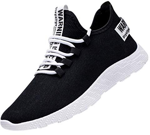 Lauftouristische Schuhe weben Schuhe Freizeit Männer Fliegen Sport Herrenschuhe Bequeme Schuhe Herren Slipper(Black, 39)