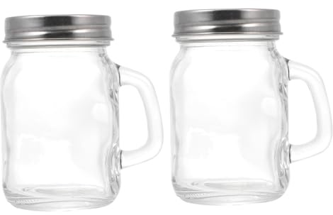 Healifty 2pcs Mini Glass Salt Shakers and Pepper Shakers Set s and p Holes, Seasoning Storage Bottles for Kitchen Dining Table