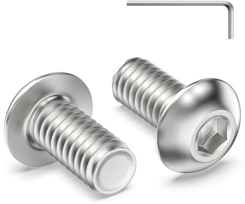 Zuyya Lot de 120 vis à tête bombée M4 x 8 mm - Vis à tête plate M4 | Vis à six pans creux en acier inoxydable A2 V2A, filetage complet, vis à tête demi-ronde avec fermeture à six pans creux