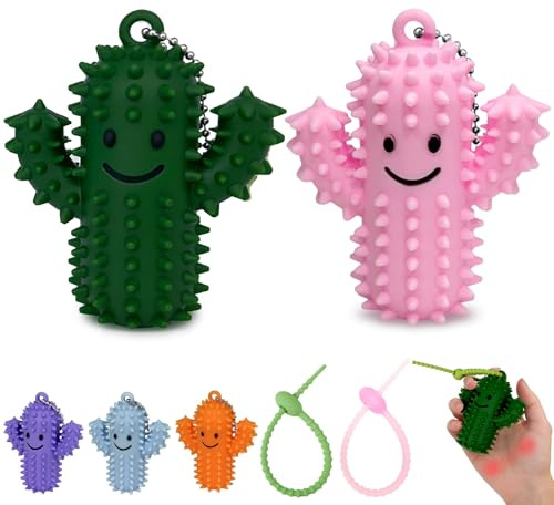 Fortivae Little Ouchies Pain Fidget, 2 Pcs Sensorik Spielzeug Für Erwachsene, Kaktus Spiky Grippie Stimming Fidget Toys für Erwachsene, ADHS Spielzeug für Stressabbau und Fokus(Grün & Rosa)
