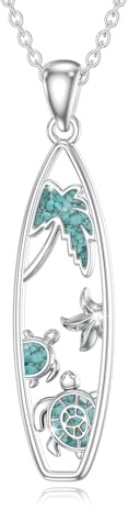YueYuan Schildkröten Surfbrett Halskette 925 Sterling Silber für Damen | Maritimer Tierschmuck für Tochter, Freundin, Schwester oder Mutter zu Geburtstag, Weihnachten und Jahrestag