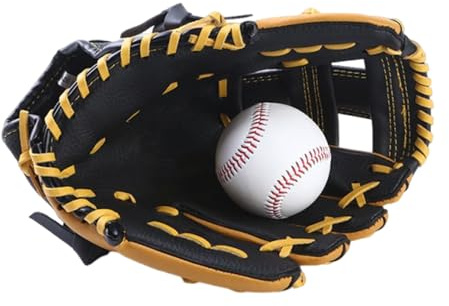Leather Baseball Softball Glove - No Break In Required | Padded Double-Layer Comfort Design | Reinforced Palm & Pocket for Training, Games & Practice, Ideal for Teens Adults Beginners