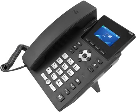 Hamwesh Telefono IP, Telefono VoIP Power over Ethernet Bluetooth 5.0 Dual Gigabit Ethernet a 2 Linee, Multimediale Aziendale con Display LCD a Colori da 2,4 Pollici Cancellazione del Rumore per