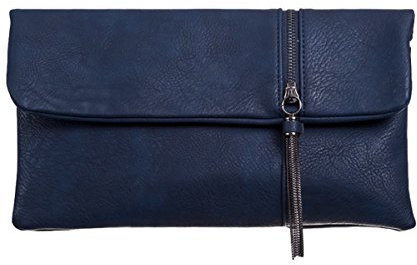 Purple Possum® Navy Clutch Bag Dark Blue Faux leather Tassel Trim Ladies Prom Wedding Handbag