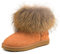 Shenduo Damen Winterstiefel Leder Boots Kurzschaft Schlupfstiefel mit Fell B9251 Chestnut 38