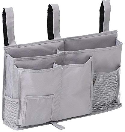 Sugaroom Bedside Storage Caddy, Bunk Bed Organizer Bed Storage Pocket Bedside Organizer Hanging Bed Storage Caddy for College Dorm Room, Hospital Bed Rails, Baby Bed, Camp (Grey)