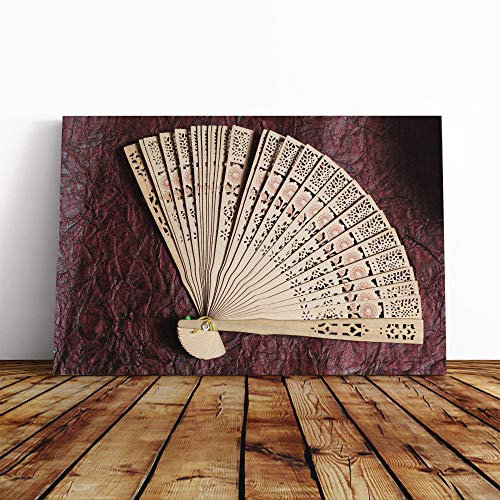 Big Box Art Canvas Print Wall Art Hand Fan | Mounted and Stretched Box Frame Picture | Home Decor for Kitchen, Living, Dining Room, Bedroom, Hallway, Multi-Colour, 20x14 Inch