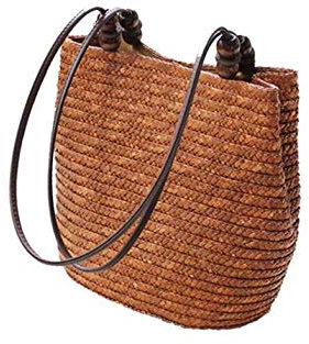 ACAMPTAR Gestrickte Stroh Tasche Sommer Boehmen Mode Frauen Handtaschen Streifen Umhaengetaschen Strandtasche grosse Tragetaschen ()