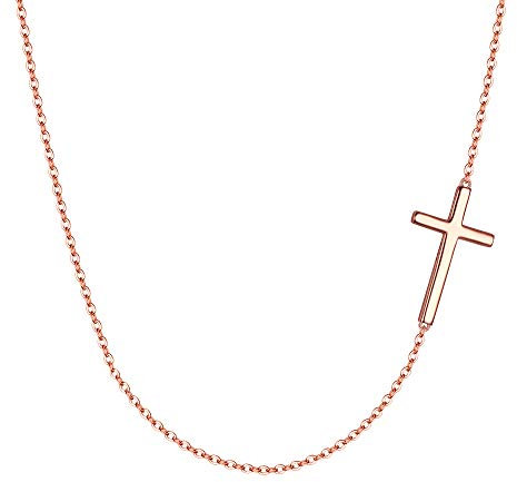EVER FAITH Damen Halskette 925 Sterling Silber Täglich Braut klassische religiöse Kreuz Anhänger Kette Hals Schmuck Rosa-Gold-Ton