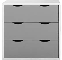 Timber Art Design UK Alton 3 Drawer Chest of Drawers with Metal Drawer Runners White & Grey Modern Bedroom Furniture Storage Organiser Unit for Bedroom Hallway Living Room Bedside Cabinet