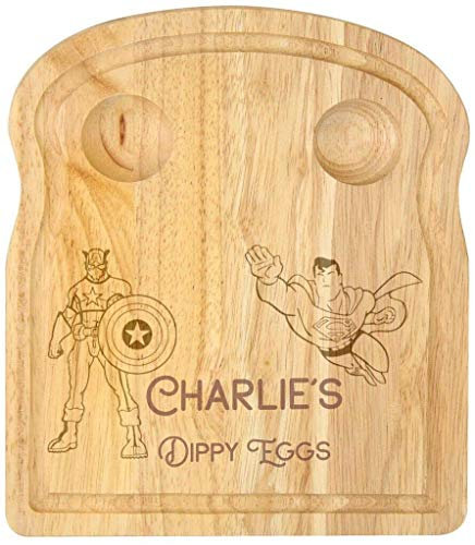 Personalised Breakfast Egg Board with Superhero Characters. Add Name.