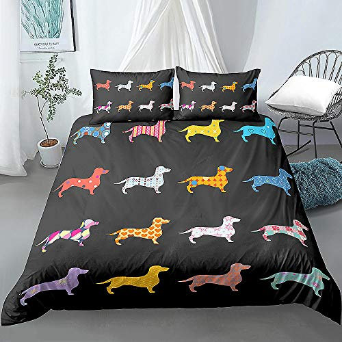 Prinbag Cartoon Haustier Bettwäsche Set Dackel Wurst Hund Bettbezug Set Kinder Erwachsene Schlafzimmer Dekor Bettbezug Home Textilien 135x200cm + 50x75cm * 1