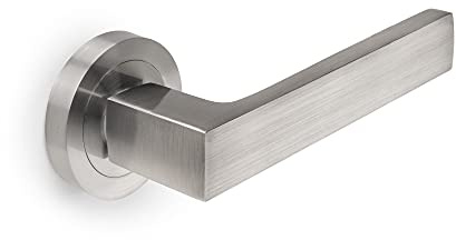 Emuca - Internal Door Handles, Set of Internal Door Handles with D.50 mm (1,96 inch) Rose, Aluminium, Satin Nickel.