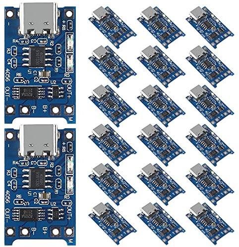 Dealikee 20pcs Type-C Input Interface USB 5V 1A 18650 Lithium Battery Charger Module Charging Board with Dual Protection Function