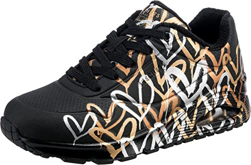 Skechers Damen UNO-METALLIC Love Sneakers, Black, 36 EU