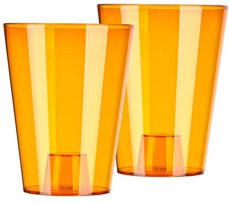 Tymar Orchideentopf Übertopf, 2er-Pack, transparent, Blumentopf, Blumenkübel für Orchidee, Pflanzentopf aus Kunststoff, Moderne, schlanke, Runde Form, STOOKPS001 (Orange Transpartent, ø 12 cm)