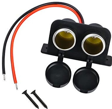 RIIEYOCA 12 V Zigarettenanzünder-Steckdose, DC 12 V Zigarettenanzünder-Splitter, Doppelsteckdose, mit Zigarettenanzünderabdeckung und Kabel, blanker Draht, für Auto, LKW, Wohnmobil, Motorrad, Boot usw