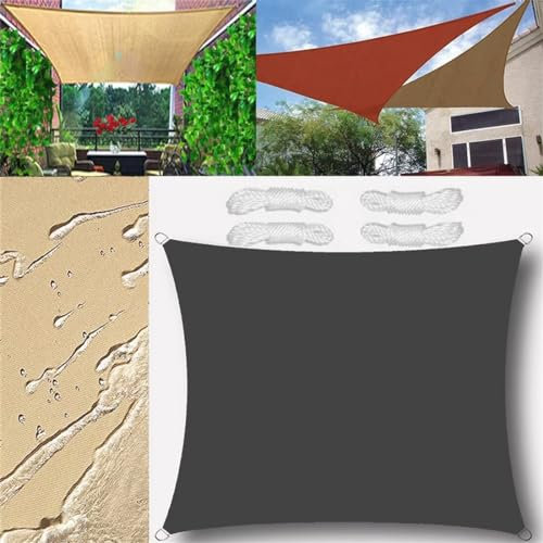 GLIN Sonnensegel Wasserdicht Rechteckig 1.5x2.5m Sonnensegel Balkon Sonnenschutz 95% UV Schutz Windschutz für Balkon Garten,mit Ösen und Befestigungsseile Anthrazit