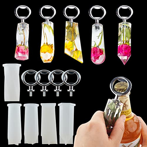 Voyyphixa 5 PCS Flaschenöffner Silikonformen Epoxidharz Set - Kapselheber Formen Mit 5 Rohlinge, Bieröffner Griff Gießform