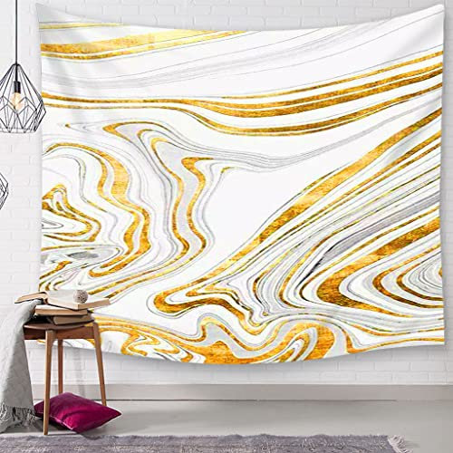 EHOMERY Wandbehang Baumwolle Wandtuch One Piece Gold Geometrische Linien Textur Wandbehang Zum Aufhängen Wanddekoration Tapete Wandschmuck Groß Schlafzimmer Wanddekoration 94X86 Inches
