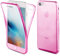 Case For iPhone 6 Plus & 6s Plus Clear 360 Shockproof Full Body Front Back Silicone Gel Phone Cover For Apple Case For iPhone 6+ 6s+ 6.5-inch (Purple+Pink)