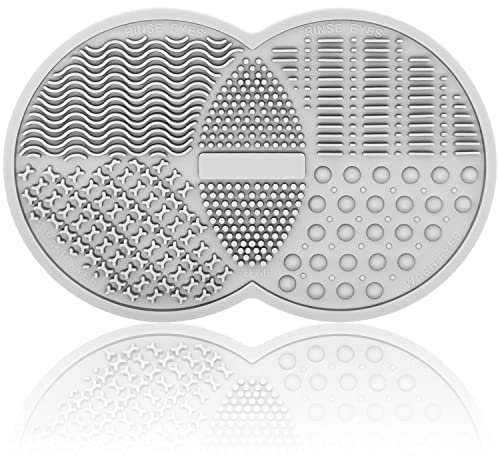 Makeup Pinsel Reinigungsmatte, Silikon Scrubber, Reiniger Pad, Kosmetikpinselreiniger, Reinigungspad - Geeignet für Pinsel, Schwamm, Puderquaste (Grau)