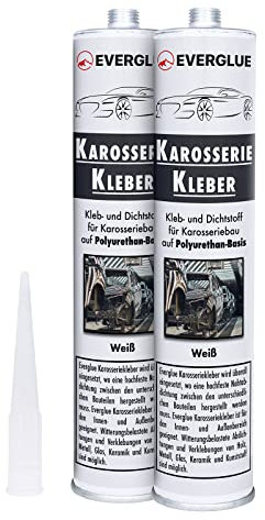 Everglue 1K PU Karosseriekleber flexibel silikonfrei weiß Kartusche Montagekleber zum Kleben und Abdichten am KFZ, Wohnmobil & im Fahrzeugbau, ohne Silikon, UV-beständig, bleibt dauerelastisch