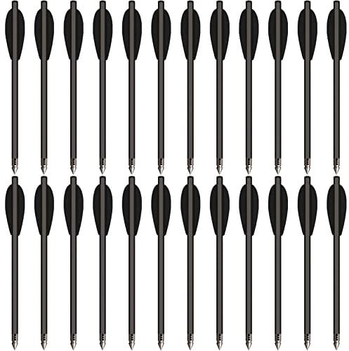 HUNTSPM 6,3Aluminium Pistole Armbrust Bolzen Pfeile mit Stahlspitzen Jagdpfeile,Mini Armbrustbolzen Armbrustpfeile für 50-80lbs Pistolenarmbrust Präzisionsziel,Üben im Freien,kleine Jagd (24Schwarz)