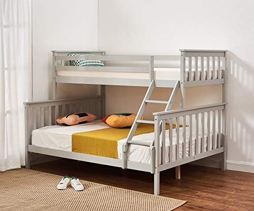 Panana Bunk Bed with Ladder, Single Bed and Double Bed Set,Triple Sleeper Bed Frame, Grey, 12-Type