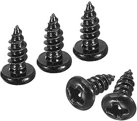 sourcing map Viti autofilettanti a testa tonda Phillips da 3 mm x 8 mm, 100 pezzi, in acciaio inossidabile 304, viti per legno a filettatura completa (nero)