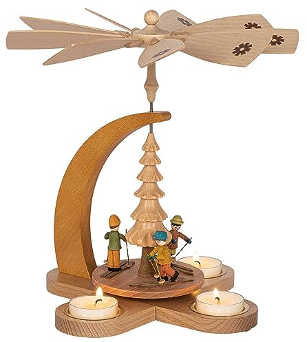 Richard Glaesser Pyramide Winterkinder für Teelichte aus Seiffen im Erzgebirge