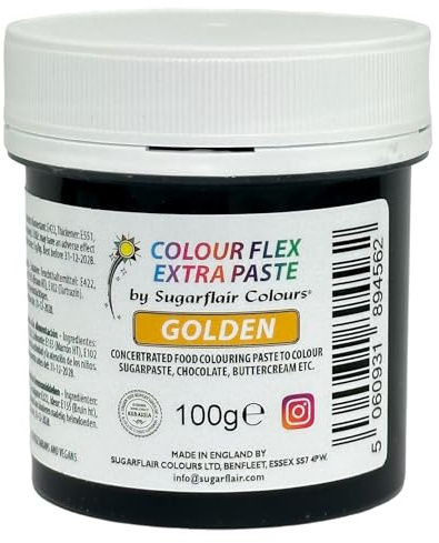 Colour Flex Food Colouring Paste Golden - Extra Concentrated, Vibrant Food Colouring For Buttercream, Chocolate, Sugar Paste, Icing, Fondant, Royal Icing, Cake Decorations and More - 100g