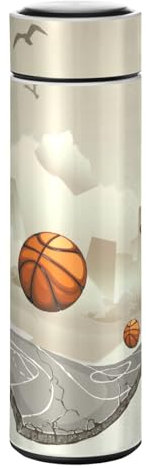 KAAVIYO Baloncesto Abstracto Botella de Agua Frasco de Vacío Aislamiento de Acero Inoxidable de Prueba de Fugas Agua Botella