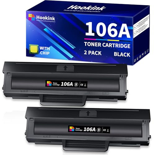 Hookink 2er-Pack 106A W1106A Toner Kompatibel für HP 106A Toner Kompatibel für HP Laser 107w 107a 107r MFP 135a 135r 135w 135wg 137fnw 137fwg (2 Schwarz)