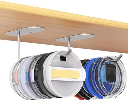 YUANQIAN Lot de 2 organiseurs de couvercle de tumbler autocollants ou à monter sous le support de placard - Économie d'espace - Plusieurs couvercles
