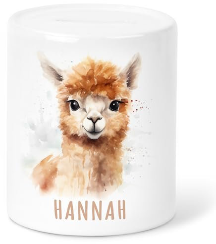 Alpaka Spardose Kinder personalisiert mit Namen Geldgeschenk zum Geburtstag für Jungen & Mädchen Geschenk Sparschwein aus Keramik