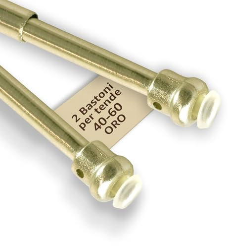 SONIT - Bacchette Per Tende Senza Forare Estensibili - Bacchette Per Tende A Vetro - Fissaggio Senza Trapano - 40-60cm - 2 Pezzi Oro