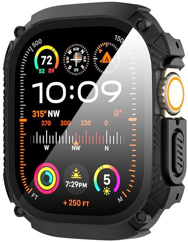 Diruite 1-Pack Funda para Apple Watch Ultra 2/Ultra 49mm Protector Pantalla Cristal Templado, Armadura Ultrafina Policarbonato HD Vidrio Templado Case para iWatch 49mm Cover