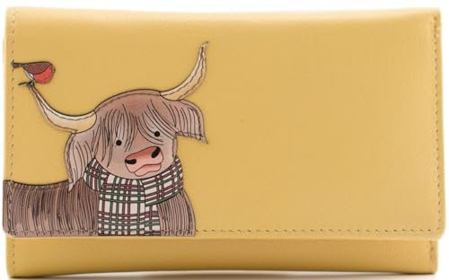 Mala Leather Callum The Coo Collection Leder-Geldbörse mit RFID-Blockierung, 3664_23, Gelb