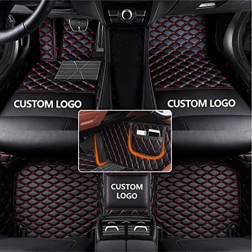 nAutochoose Auto Fußmatten Anpassen für Dodge RAM 1500 2500 3500 Avenger Caravan Charger Challenger Caliber Dart Durango Limousine, SUV, Sportwagen, rutschfeste Leder-Bodeneinlagen Schwarz Rot