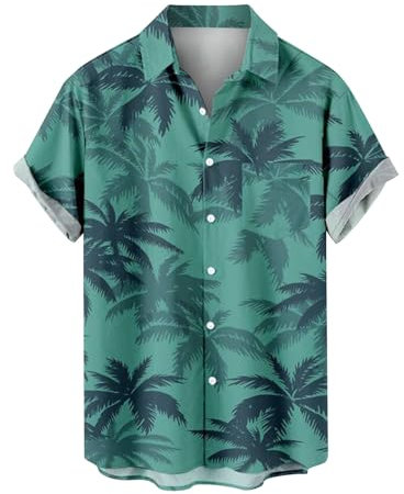 Hawaiian Floral Button Down Shirt for Men - Tropical Holiday Beach Cool Short Sleeve Non Iron Dress Shirt - Summer Fancy Print
