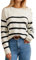 GRACE KARIN Women’s Sweater Tops Casual Vintage Oversized Pullover Ribbed Cable Knitted Striped Jumper for Work Going Out S White