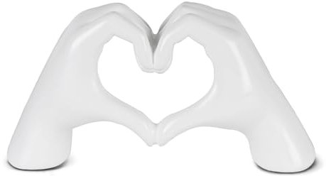 greafy Deko Skulptur Hand und Herz für Wohnzimmer & Schlafzimmer - Herzform Hand Statue Hochzeit, Partner/in, Mutter, Oma, weiß