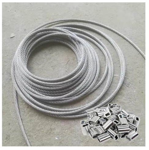 DTVEW Cuerda de Alambre Cuerda de Acero Inoxidable 8mm para Sistema de Barandilla de Cable, 7x19 Cerca de Barandilla para Interiores y Exteriores(8mm/10m)
