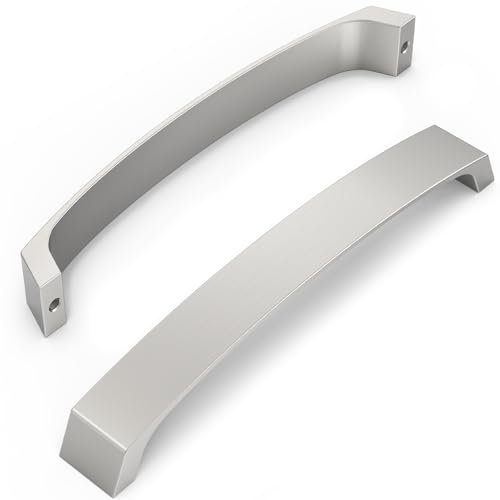 FURNIWARE 10 Stück Schrankgriffe, Möbelgriffe 192mm Lochabstand Küchengriffe Gebürstetes Satin-Nickel Griffe Möbel Schubladengriffe Griffe für Küchenschränke Schränke Schubladengriffe