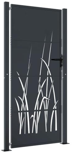 Willood Puerta de jardín acero gris antracita diseño hierba 105x205 cm
