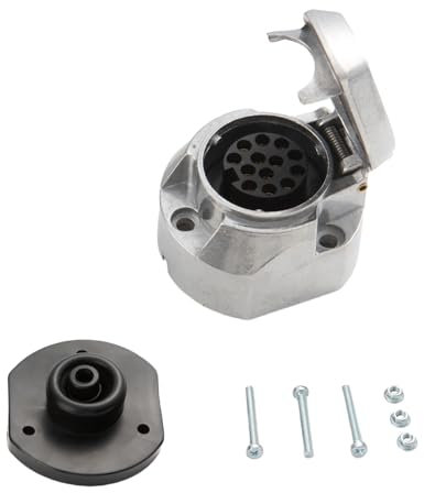 Feuunly Anhänger Aluminiumlegierung Steckdose 13 Polig, Wasserdicht AnhängerSteckdose 13 Poliger 12V Mit Gummidichtung, 13 Poliger Steckdose Für Anhänger PKW LKW RV KFZ Wohnwagen Traktor