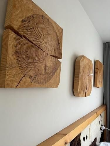 Wanddeko aus massiver Eiche im rustikalen Stil, Wanddekoration, Hängeholzbilder (30x30x5cm, Geölte Eiche)