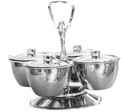 Colcolo Relish Server Servierschalen-Set, 4 Stück, mit Hebegriff, Obstschale, Snackständer mit Schalen für Dessert, Gewürze, Saucen, Nüsse
